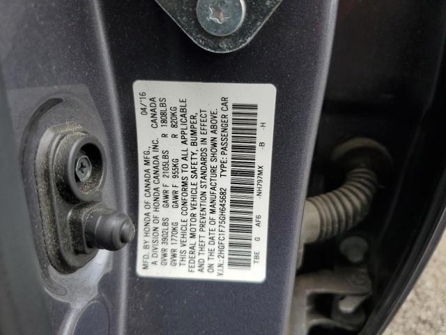 2HGFC1F75GH645682 - 2016 HONDA CIVIC EXL 灰色 照片 12