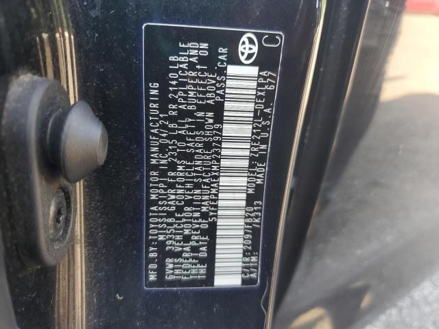 5YFEPMAEXMP237979 - 2021 TOYOTA COROLLA LE BLACK photo 12