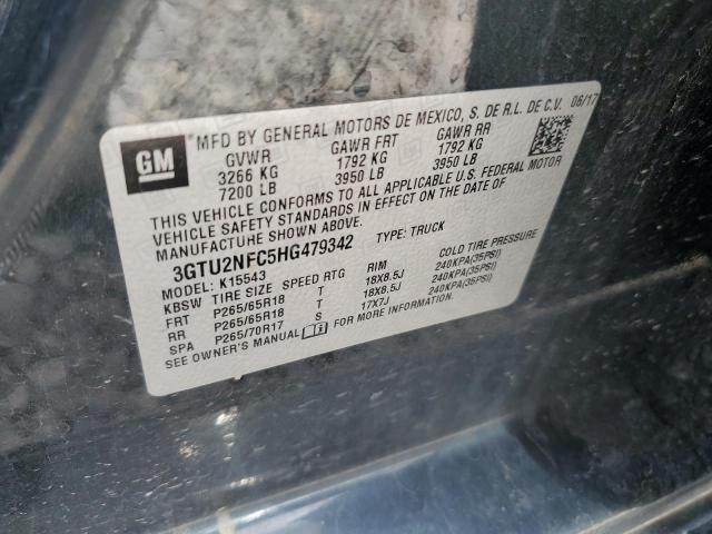 3GTU2NEC5HG479342 - 2017 GMC SIERRA K1500 SLT GRAY photo 12