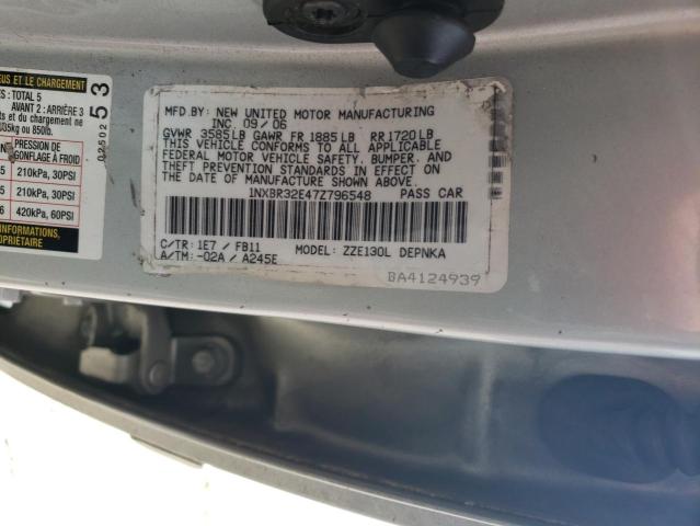 1NXBR32E47Z796548 - 2007 TOYOTA COROLLA CE SILVER photo 12