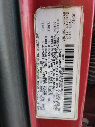 5TEGN92N44Z335085 - 2004 TOYOTA TACOMA DOUBLE CAB PRERUNNER MAROON photo 12