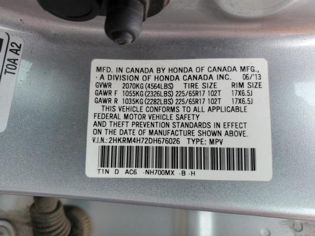 2HKRM4H72DH676026 - 2013 HONDA CR-V EXL SILVER photo 12