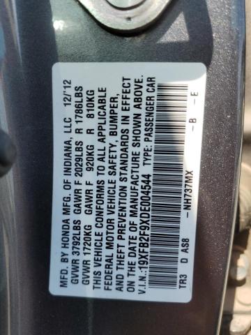 19XFB2F9XDE004544 - 2013 HONDA CIVIC EXL ნაცრისფერი ფოტო 13