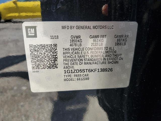 1G1ZD5ST6KF138926 - 2019 CHEVROLET MALIBU LT BLACK photo 12