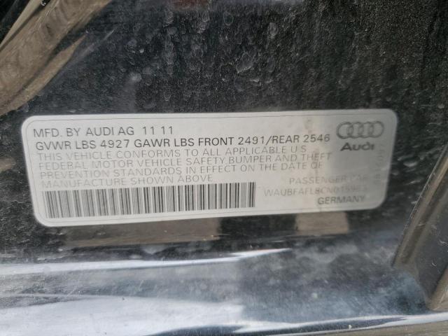 WAUBFAFL8CN015963 - 2012 AUDI A4 PREMIUM BLACK photo 12