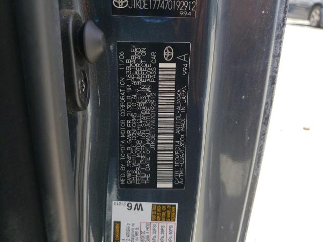 JTKDE177470192912 - 2007 TOYOTA SCION TC ნაცრისფერი ფოტო 12