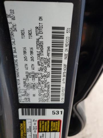 3TMCZ5AN3NM488679 - 2022 TOYOTA TACOMA DOUBLE CAB GRAY photo 12