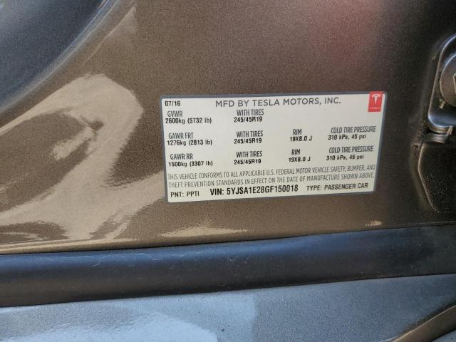 5YJSA1E28GF150018 - 2016 TESLA MODEL S ყავისფერი ფოტო 12