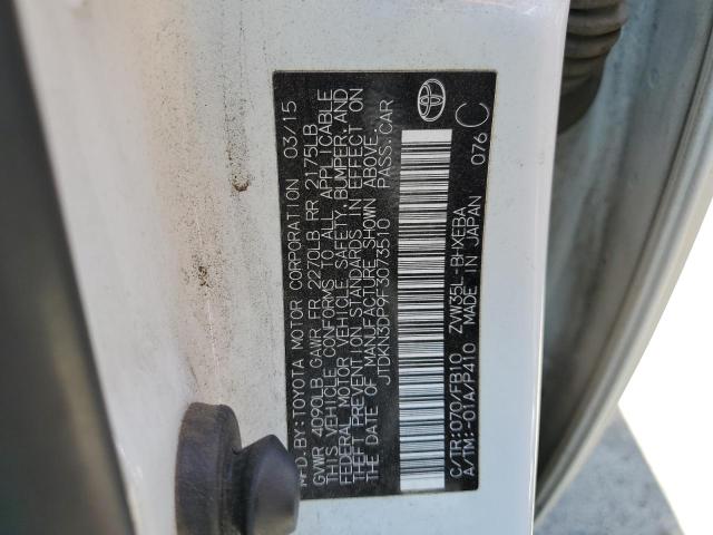 JTDKN3DP9F3073510 - 2015 TOYOTA PRIUS PLUG WHITE photo 13