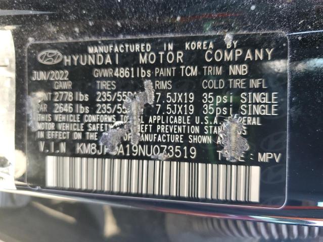 KM8JFCA19NU073519 - 2022 HYUNDAI TUCSON SEL CONVENIENCE 黑色 照片 12