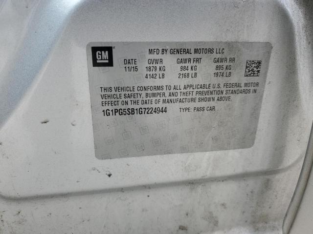 1G1PG5SB1G7224944 - 2016 CHEVROLET CRUZE LIMI LTZ SILVER photo 12