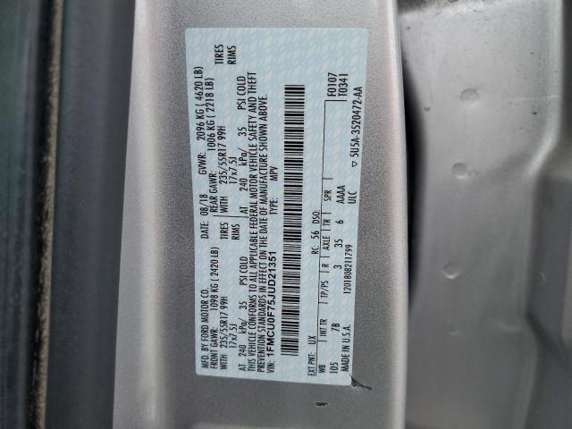 1FMCU0F75JUD21351 - 2018 FORD ESCAPE S Argent photo 13