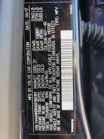 YV440MDR4H2166181 - 2017 VOLVO XC60 T5 DYNAMIC შავი ფოტო 14