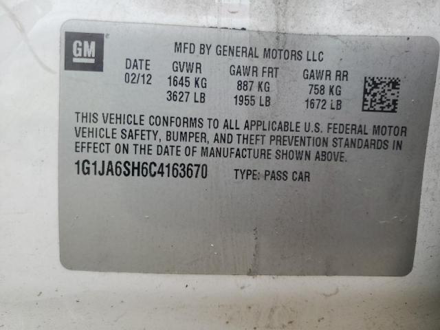 1G1JA6SH6C4163670 - 2012 CHEVROLET SONIC LS WHITE photo 12
