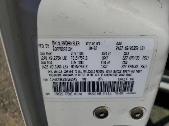 1J4GK48K33W563545 - 2003 JEEP LIBERTY SPORT 白色 照片 13