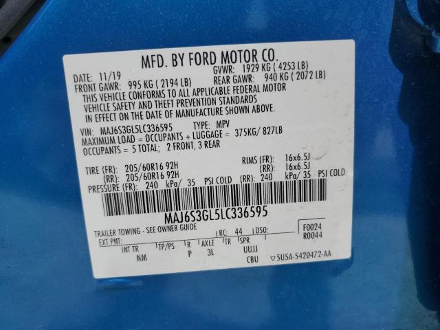 MAJ6S3GL5LC336595 - 2020 FORD ECOSPORT SE BLUE photo 13