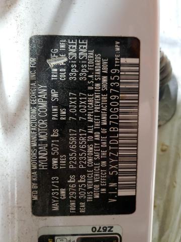 5XYZTDLB7DG097359 - 2013 HYUNDAI SANTA FE SPORT WHITE photo 13