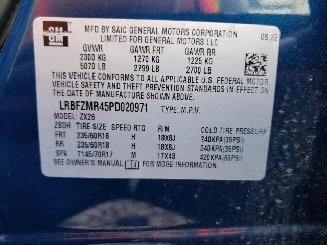 LRBFZMR45PD020971 - 2023 BUICK ENVISION PREFERRED BLUE photo 14