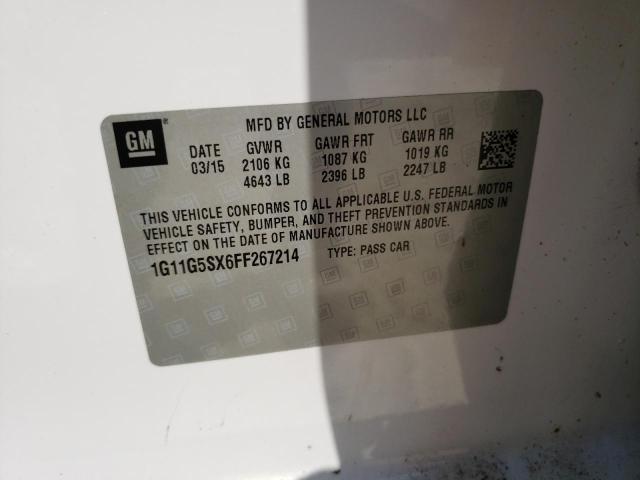 1G11G5SX6FF267214 - 2015 CHEVROLET MALIBU LTZ თეთრი ფოტო 12