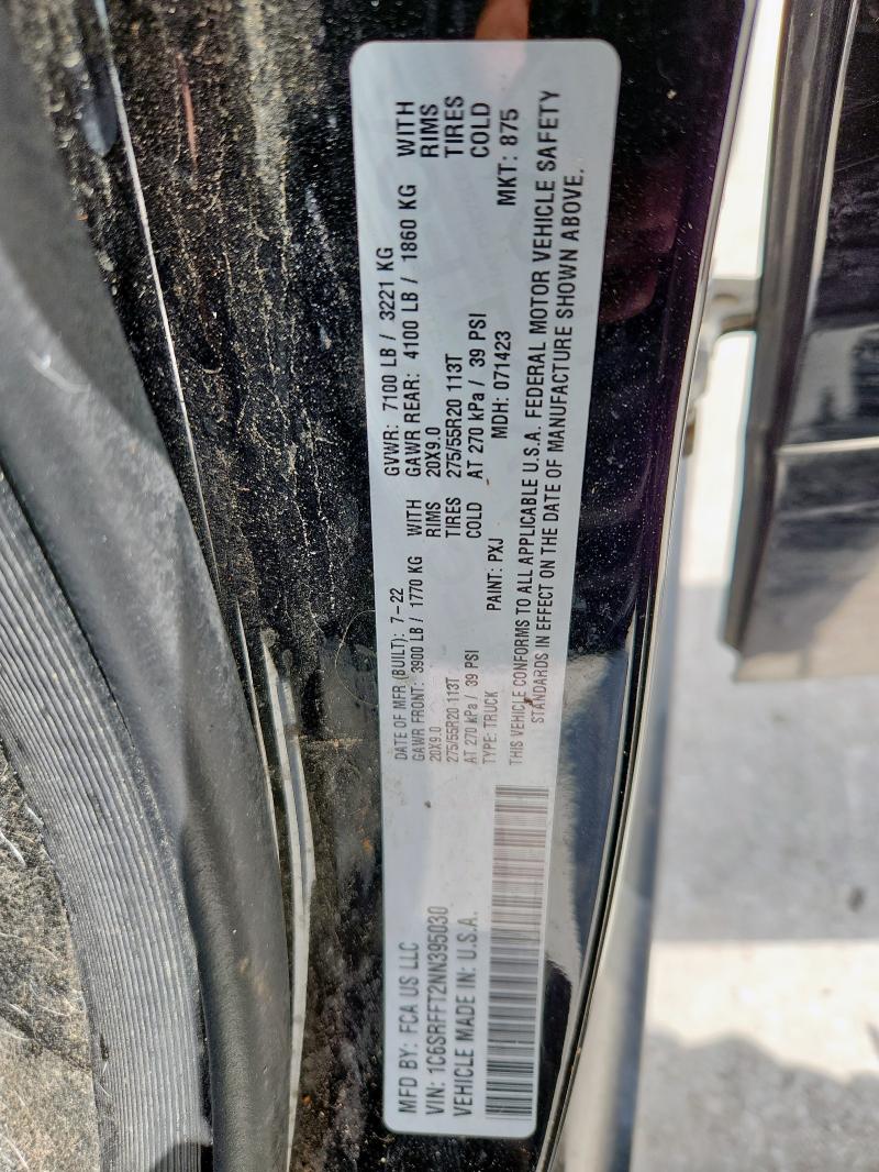 1C6SRFFT2NN395030 - 2022 RAM 1500 BIG HORN/LONE STAR BLACK photo 13