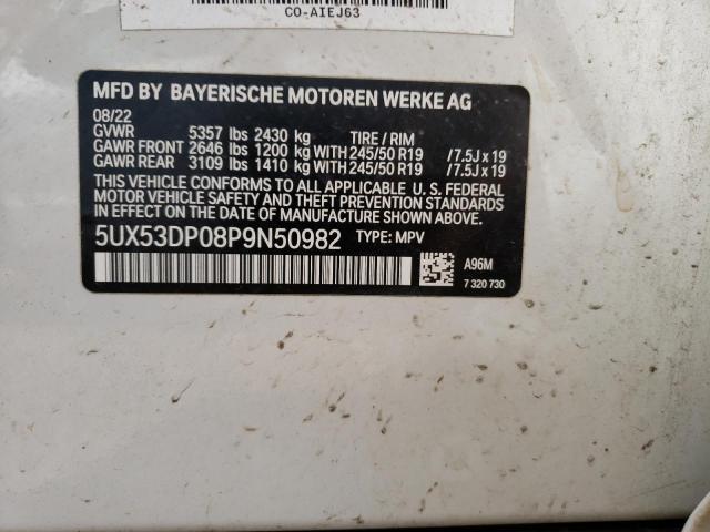 5UX53DP08P9N50982 - 2023 BMW X3 XDRIVE30I WHITE photo 13