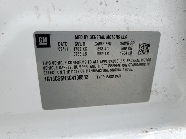1G1JC5SH3C4108582 - 2012 CHEVROLET SONIC LT თეთრი ფოტო 12