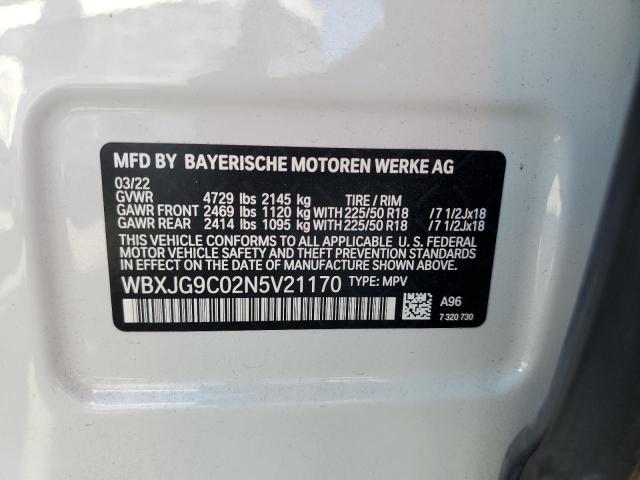 WBXJG9C02N5V21170 - 2022 BMW X1 XDRIVE28I WHITE photo 14