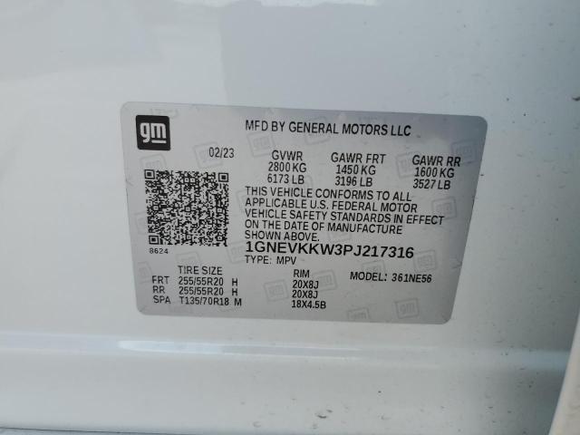 1GNEVKKW3PJ217316 - 2023 CHEVROLET TRAVERSE PREMIER WHITE photo 13