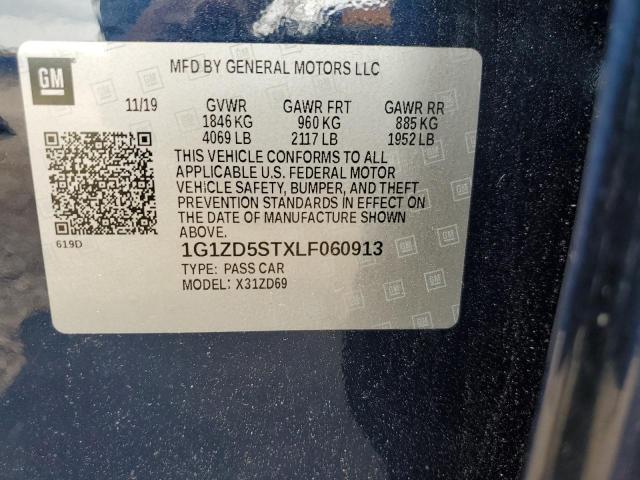 1G1ZD5STXLF060913 - 2020 CHEVROLET MALIBU LT BLUE photo 12