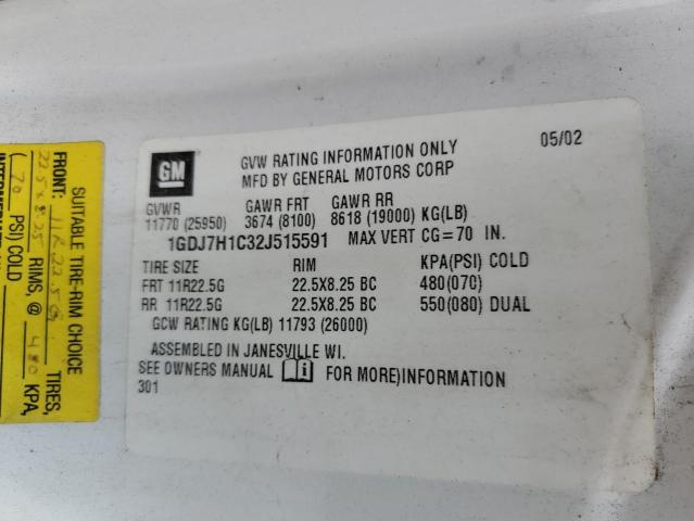 1GDJ7H1C32J515591 - 2002 GMC C-SERIES C7H042 WHITE photo 12