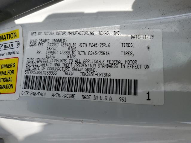 5TFRX5GN2LX169966 - 2020 TOYOTA TACOMA ACCESS CAB Екі түсті фото 12