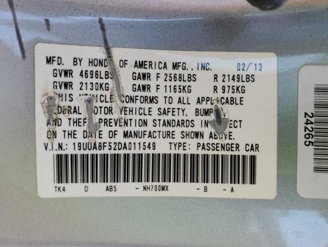 19UUA8F52DA011549 - 2013 ACURA TL TECH SILVER photo 12