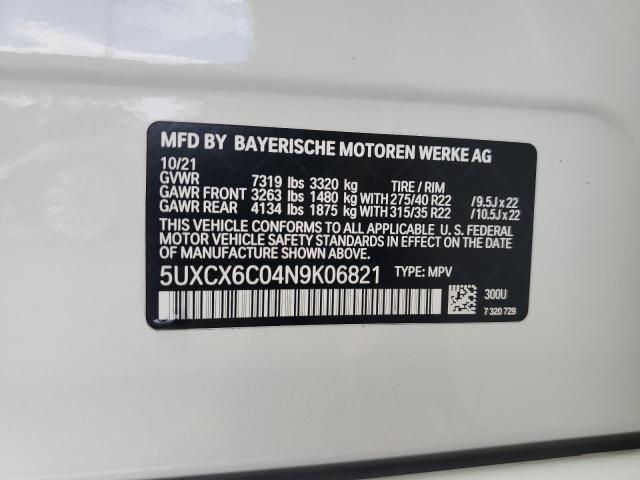 5UXCX6C04N9K06821 - 2022 BMW X7 M50I WHITE photo 14