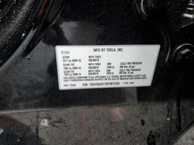 7SAYGAEE7RF987299 - 2024 TESLA MODEL Y Schwarz Foto 13