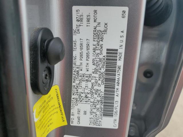 5TFJU4GN4FX089217 - 2015 TOYOTA TACOMA DOUBLE CAB PRERUNNER SILVER photo 12