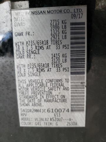 5N1DR2MM4JC610074 - 2018 NISSAN PATHFINDER S BLACK photo 13