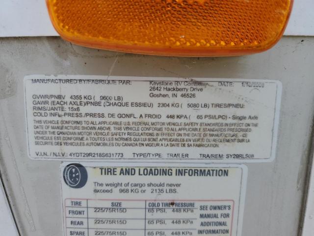 4YDT29R218S631773 - 2007 OUTB TRAVEL TRL Білий фото 10