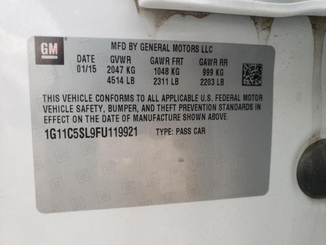 1G11C5SL9FU119921 - 2015 CHEVROLET MALIBU 1LT WHITE photo 13