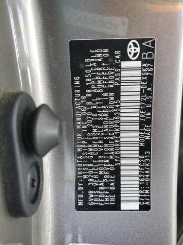 5YFBURHE1KP863545 - 2019 TOYOTA COROLLA L BROWN photo 12