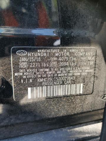 KMHC75LC5JU077643 - 2018 HYUNDAI IONIQ SEL BLACK photo 12