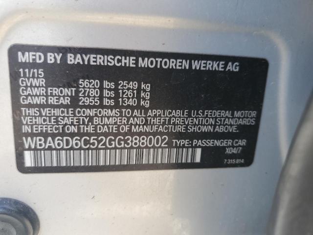 WBA6D6C52GG388002 - 2016 BMW 650 XI GRAN COUPE SILVER photo 12