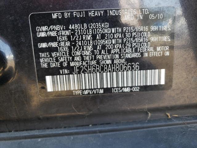 JF2SH6BC8AH806636 - 2010 SUBARU FORESTER XS Schwarz Foto 12