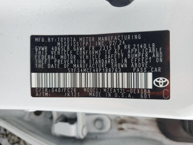 5YFS4MCE4RP188763 - 2024 TOYOTA COROLLA SE 白色 照片 12