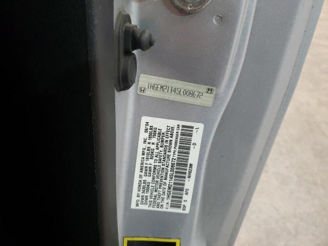 1HGEM21145L008672 - 2005 HONDA CIVIC DX VP Gümüş foto 12