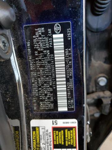 4T1C11AK9NU014720 - 2022 TOYOTA CAMRY LE Schwarz Foto 12