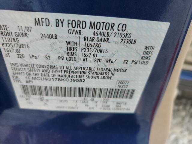 1FMCU93178KC39552 - 2008 FORD ESCAPE XLT BLUE photo 13