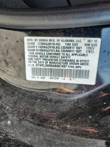 5FNRL3H99AB087497 - 2010 HONDA ODYSSEY TOURING შავი ფოტო 13