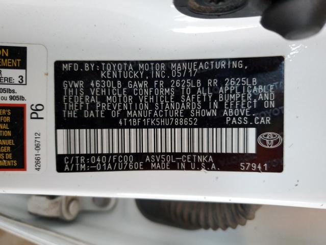 4T1BF1FK5HU788652 - 2017 TOYOTA CAMRY LE WHITE photo 13