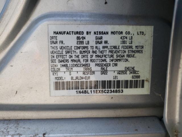 1N4BL11EX5C234853 - 2005 NISSAN ALTIMA SE SILVER photo 12