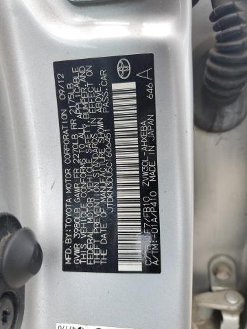 JTDKN3DU5C1606451 - 2012 TOYOTA PRIUS SILVER photo 12